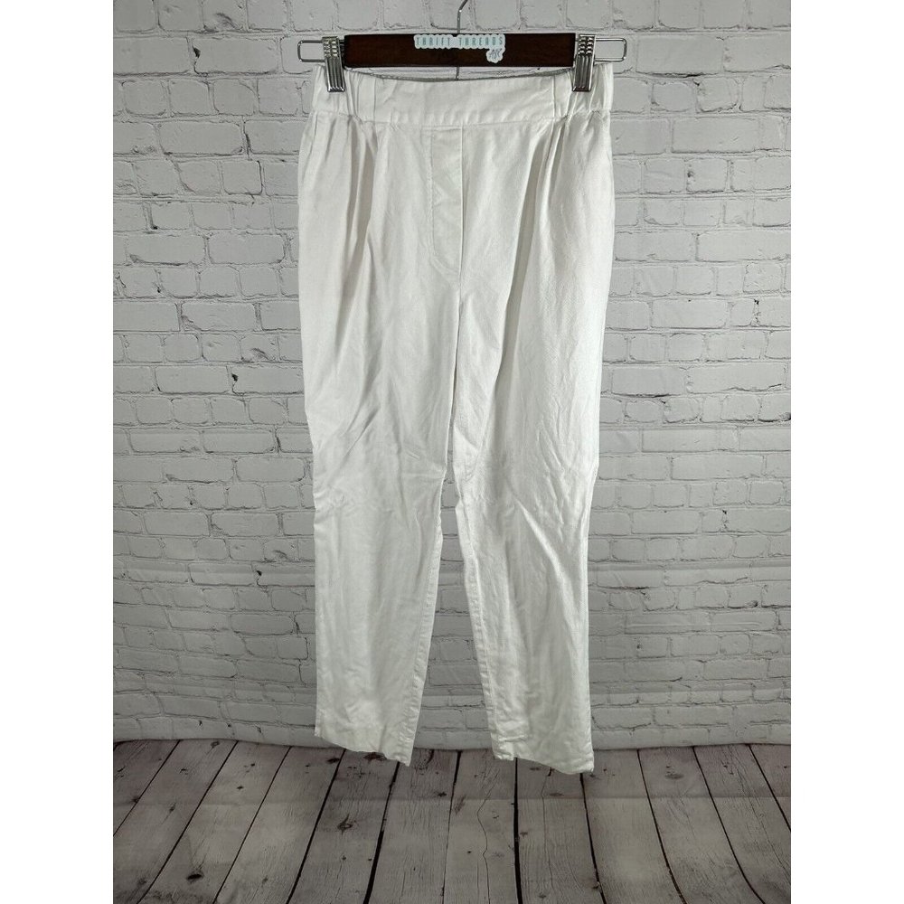 Massimo Dutti White Elastic Waist High Rise Pull On Pants Trousers 2 (23 x 26)